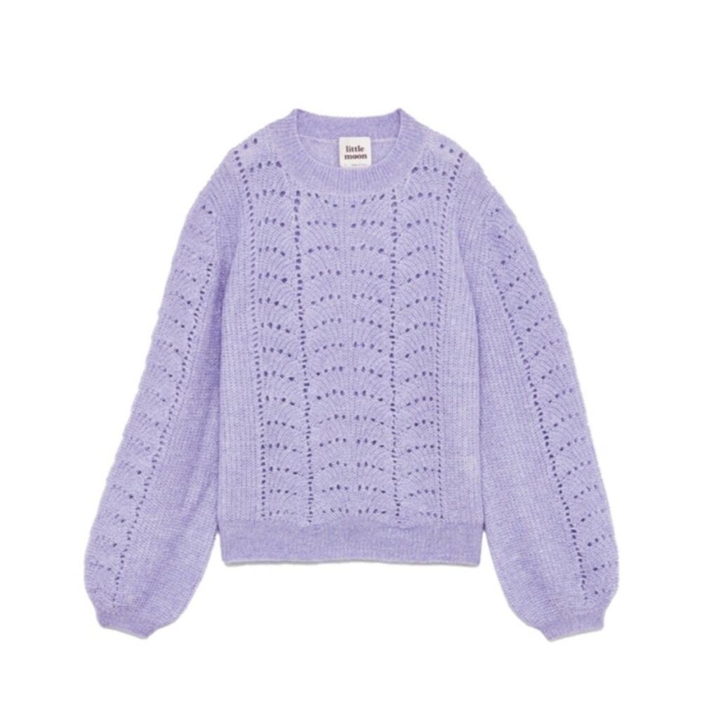 Aritzia Little Moon Purple Gardenia Pointelle Mohair Crewneck Sweater Size XXS